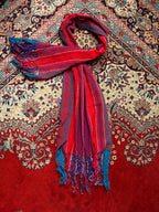 Boho Striped Woven Fringe Tassel Multicolor Scarf