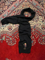 Polo Ralph Lauren Embroidered Coffee Hot Drink Bear Black Ribbed Knit Scarf
