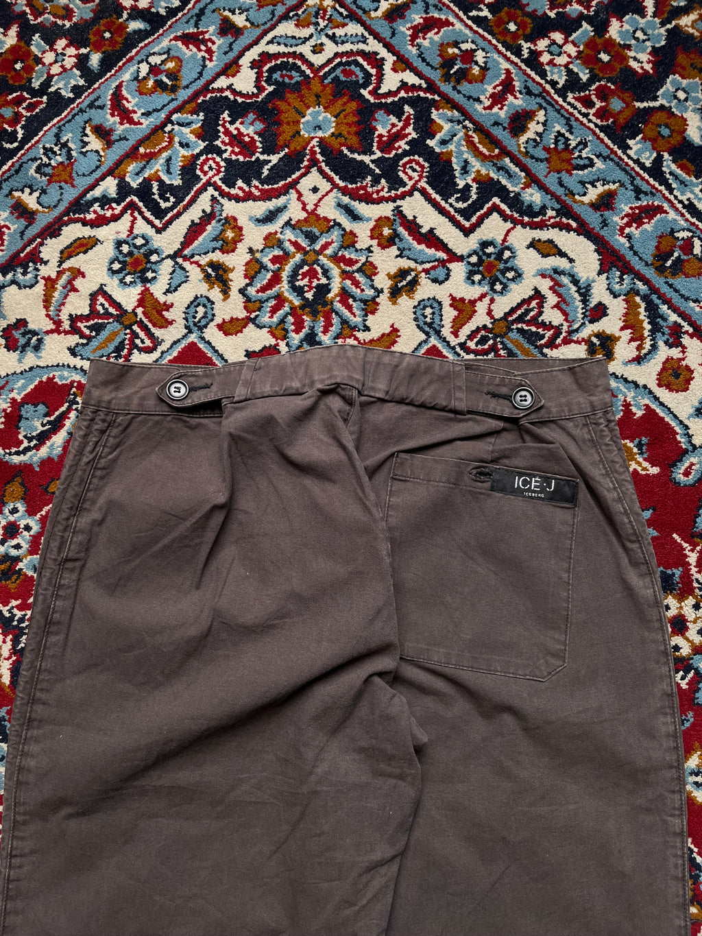 Vintage Iceberg Ice J Brown Cotton Wide FIT Casual PANTS - 32