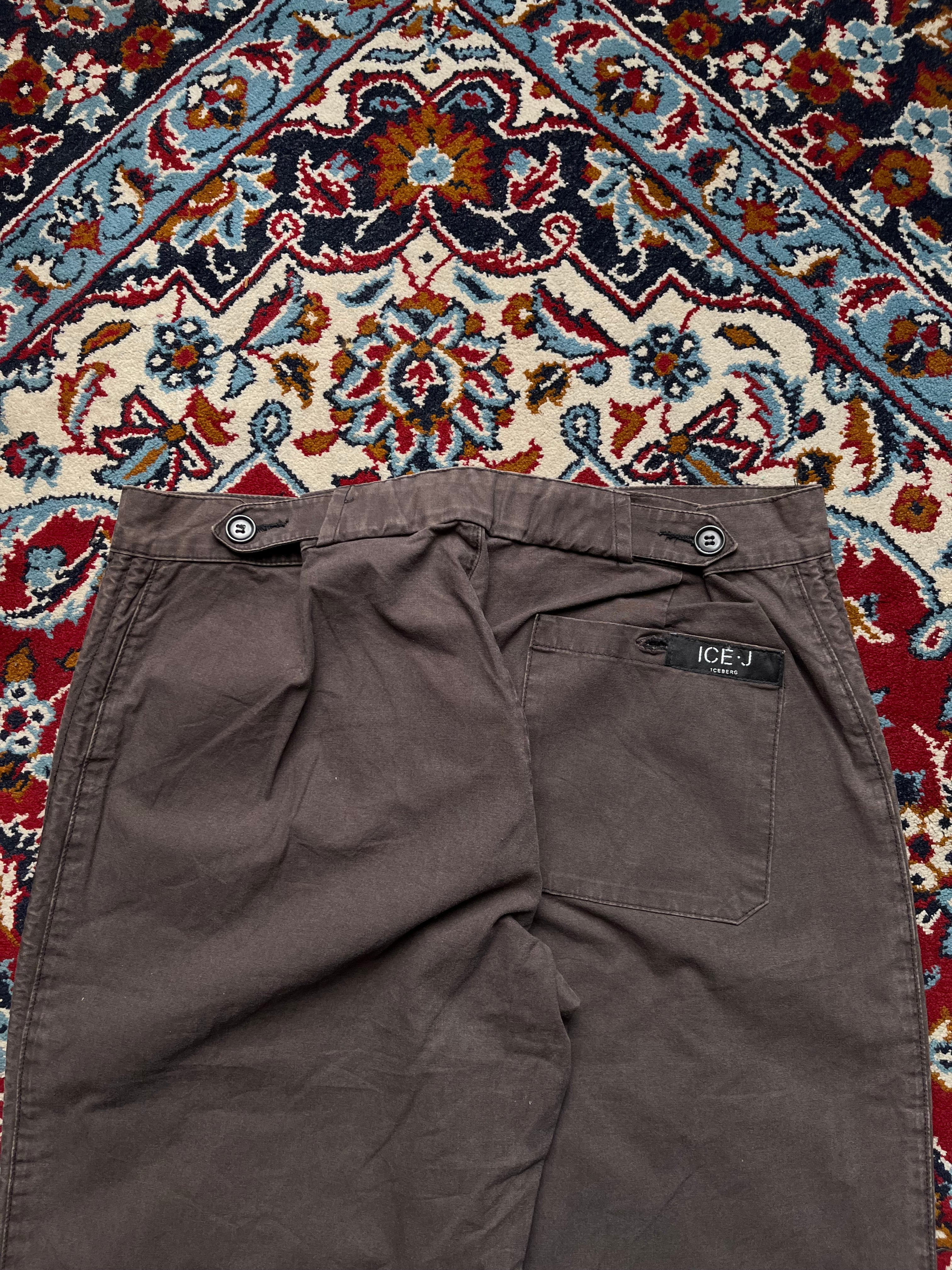 Vintage Iceberg Ice J Brown Cotton Wide FIT Casual PANTS - 32