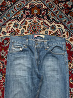 Vintage Levi's 506 Standard Distressed Blue WashED Straight BOOTCUT FIT JEANS - 34