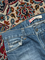 Vintage Levi's 506 Standard Distressed Blue WashED Straight BOOTCUT FIT JEANS - 34