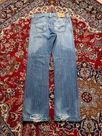 Vintage Levi's 506 Standard Distressed Blue WashED Straight BOOTCUT FIT JEANS - 34