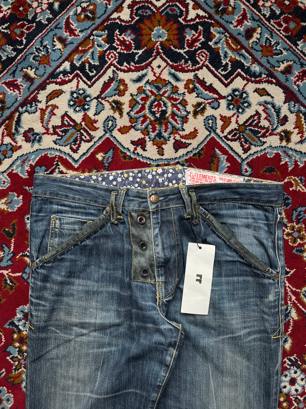 Vintage Zuelements Blue WashED Distressed Straight FIT JEANS - 34