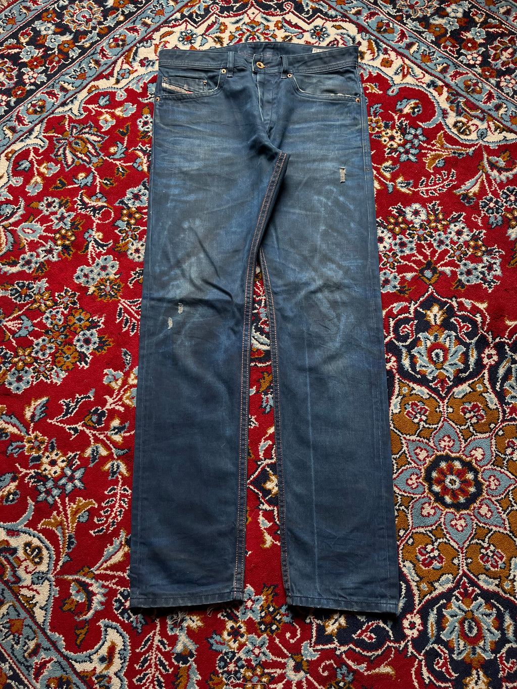 Diesel Industry Braddom Straight Slim FIT Distressed Dark WashED JEANS - 34