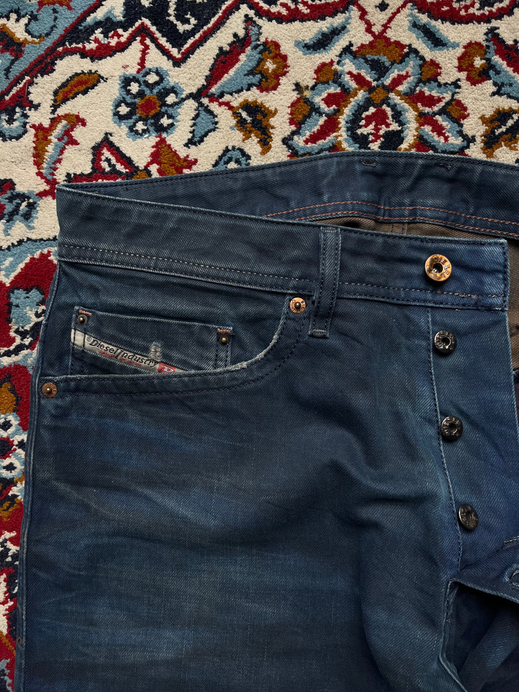 Diesel Industry Braddom Straight Slim FIT Distressed Dark WashED JEANS - 34