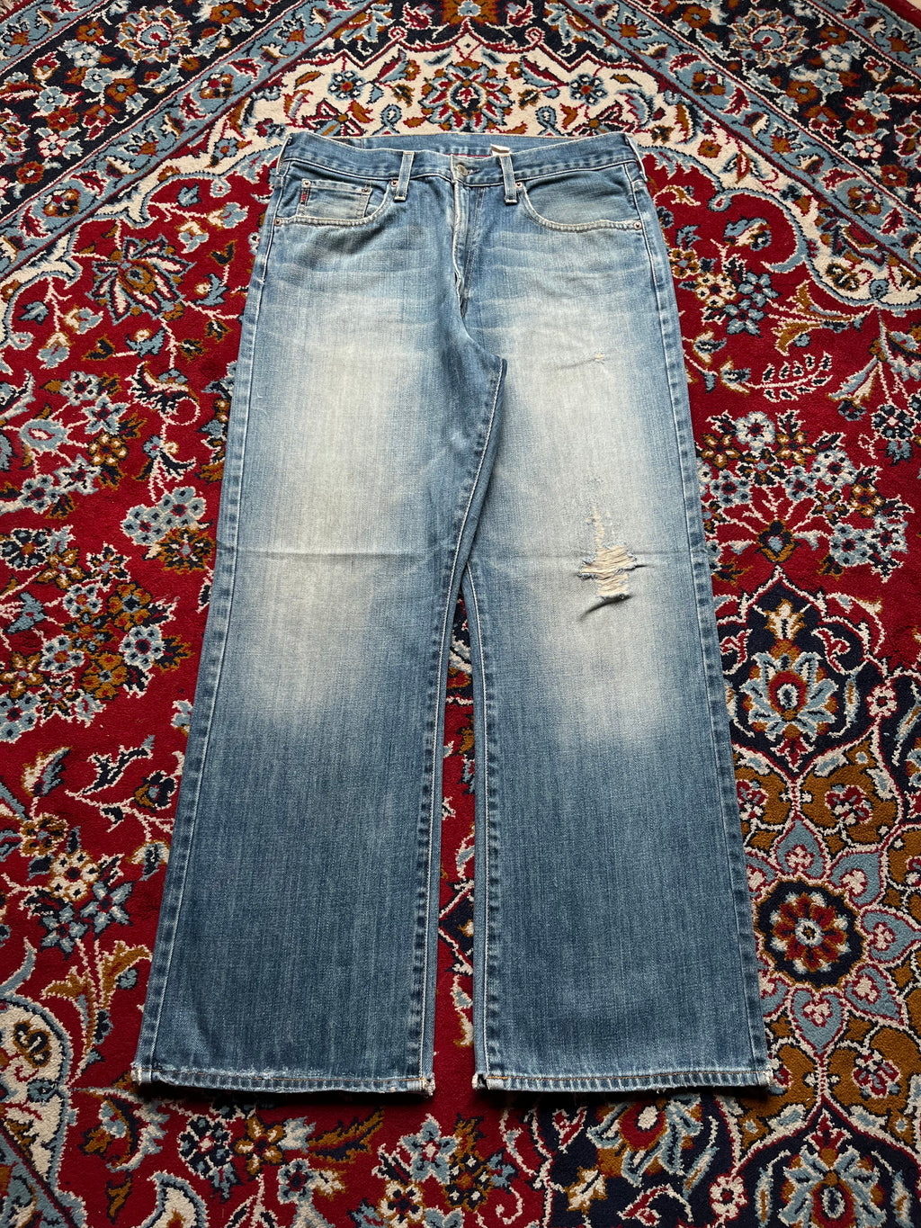 Vintage Abercrombie & Fitch Premium Denim Distressed Light WashED BOOTCUT JEANS - 32