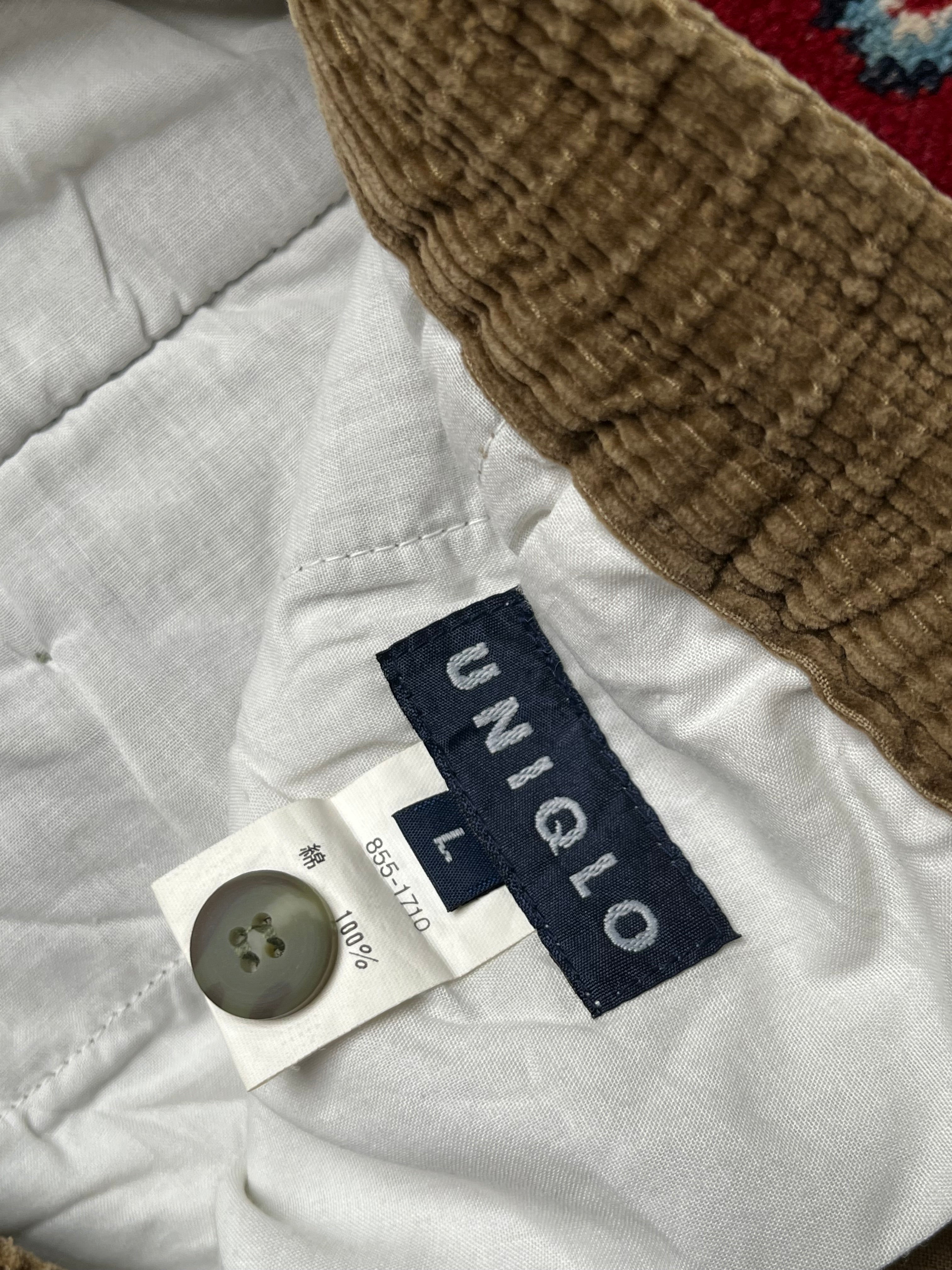 Vintage Uniqlo Corduroy Elastic Waist Wide FIT Casual Brown PANTS - 36
