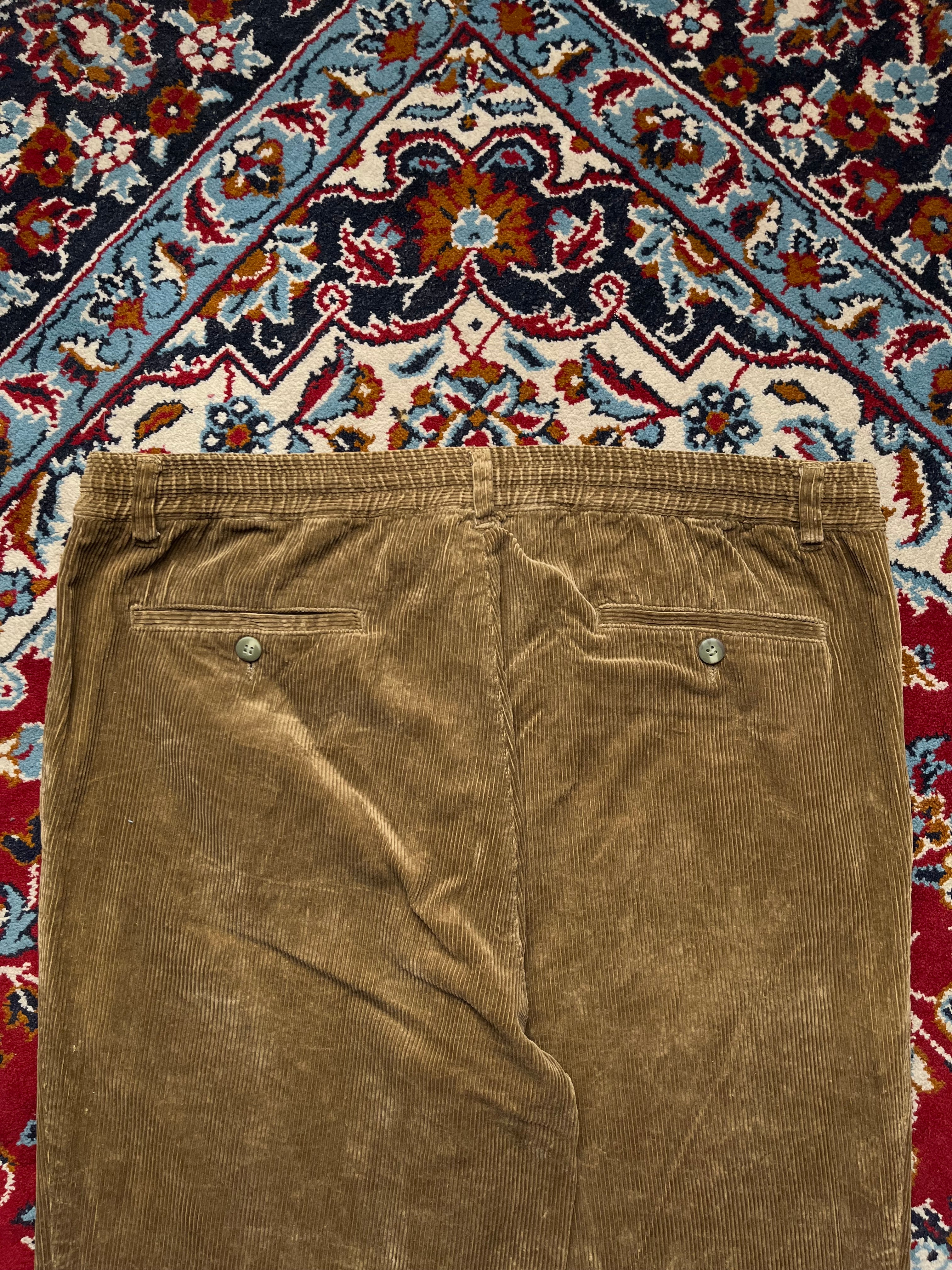 Vintage Uniqlo Corduroy Elastic Waist Wide FIT Casual Brown PANTS - 36
