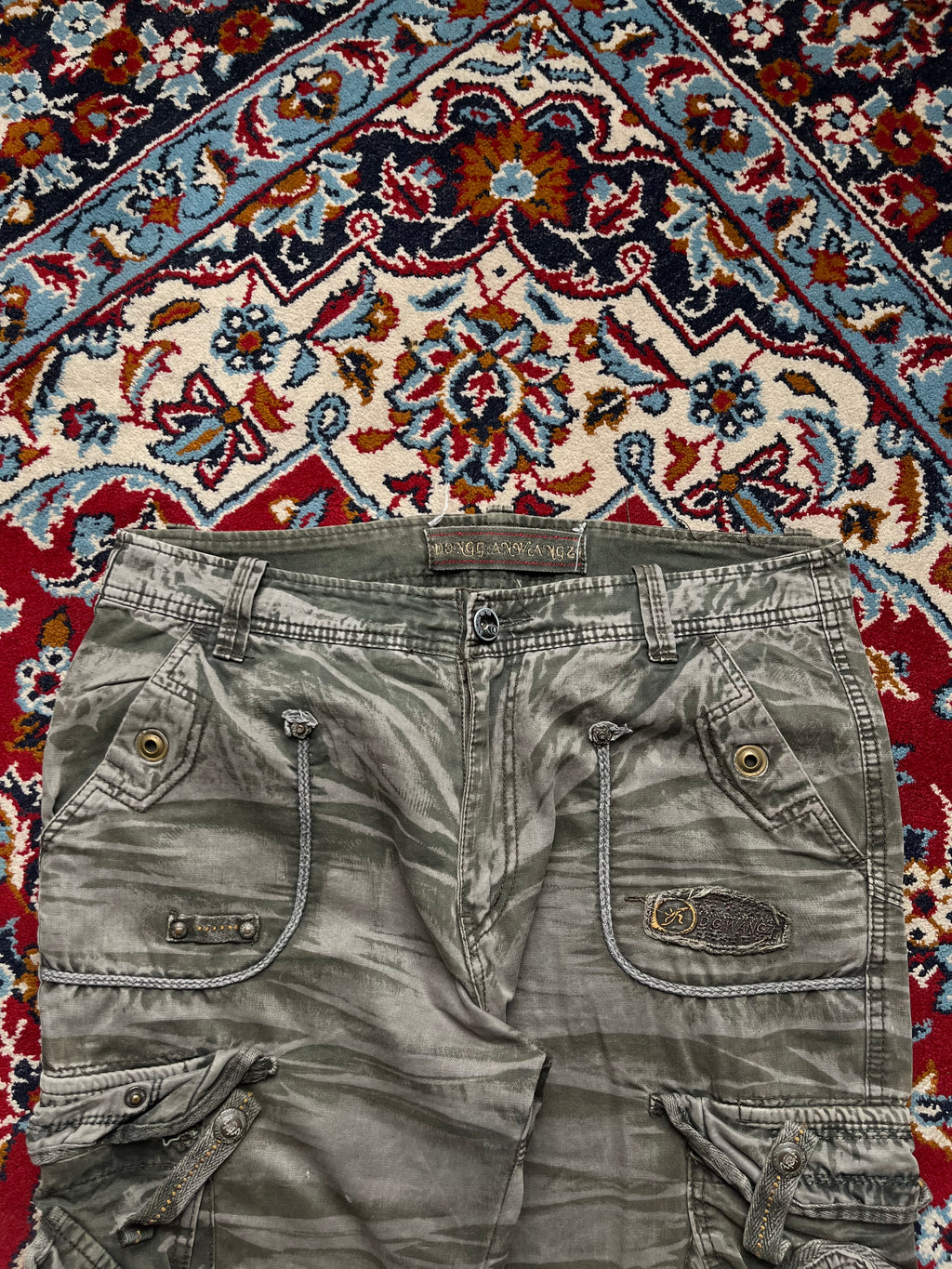 Vintage Dongganwangzi Multi Pocket Tactical Camo Grunge Cargo PANTS - 34