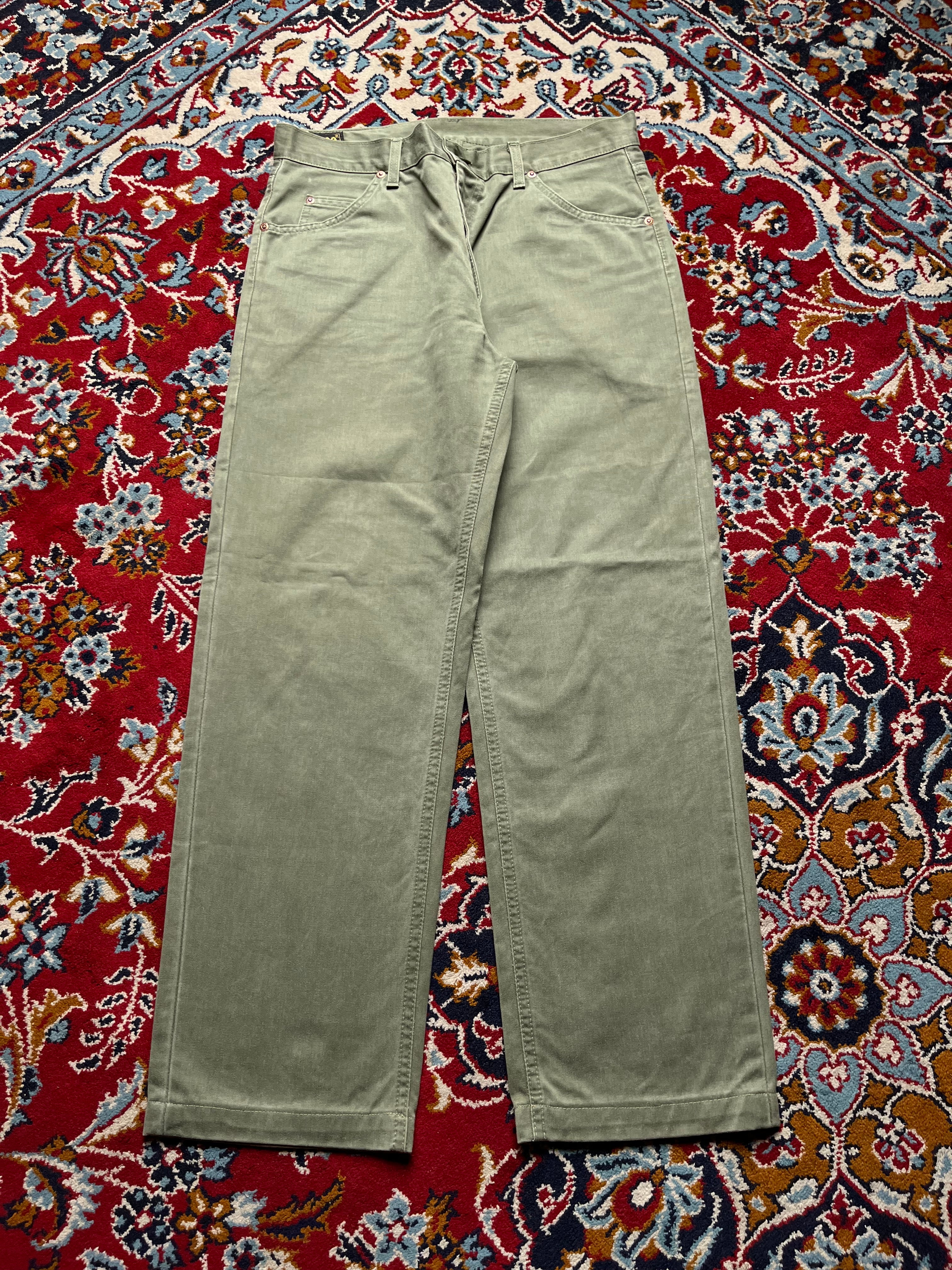 Vintage Lee RMR Olive Green Cotton Straight FIT Casual PANTS - 32