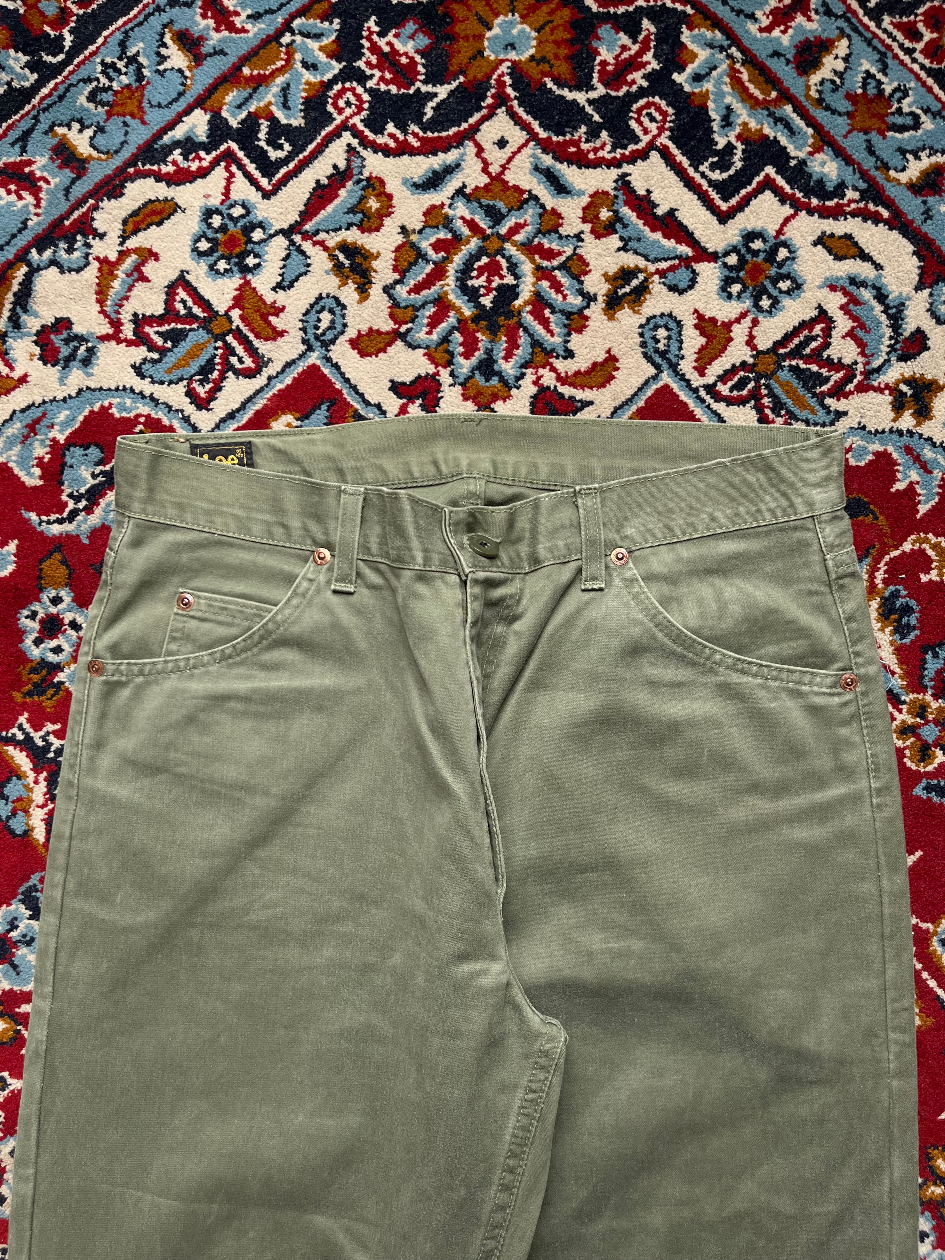 Vintage Lee RMR Olive Green Cotton Straight FIT Casual PANTS - 32