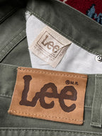 Vintage Lee RMR Olive Green Cotton Straight FIT Casual PANTS - 32