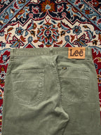 Vintage Lee RMR Olive Green Cotton Straight FIT Casual PANTS - 32