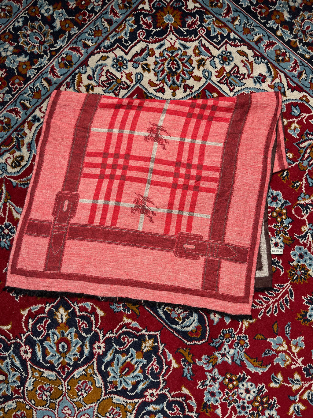 BURBERRY Vintage Nova Check Horseferry Belt Print Scarf