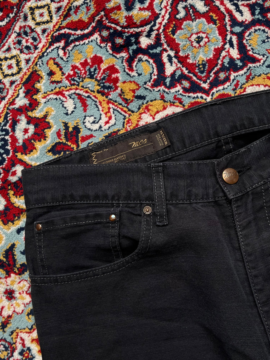 Marlboro Classics Yellowstone Black Cotton Flax Straight FIT JEANS  - 32