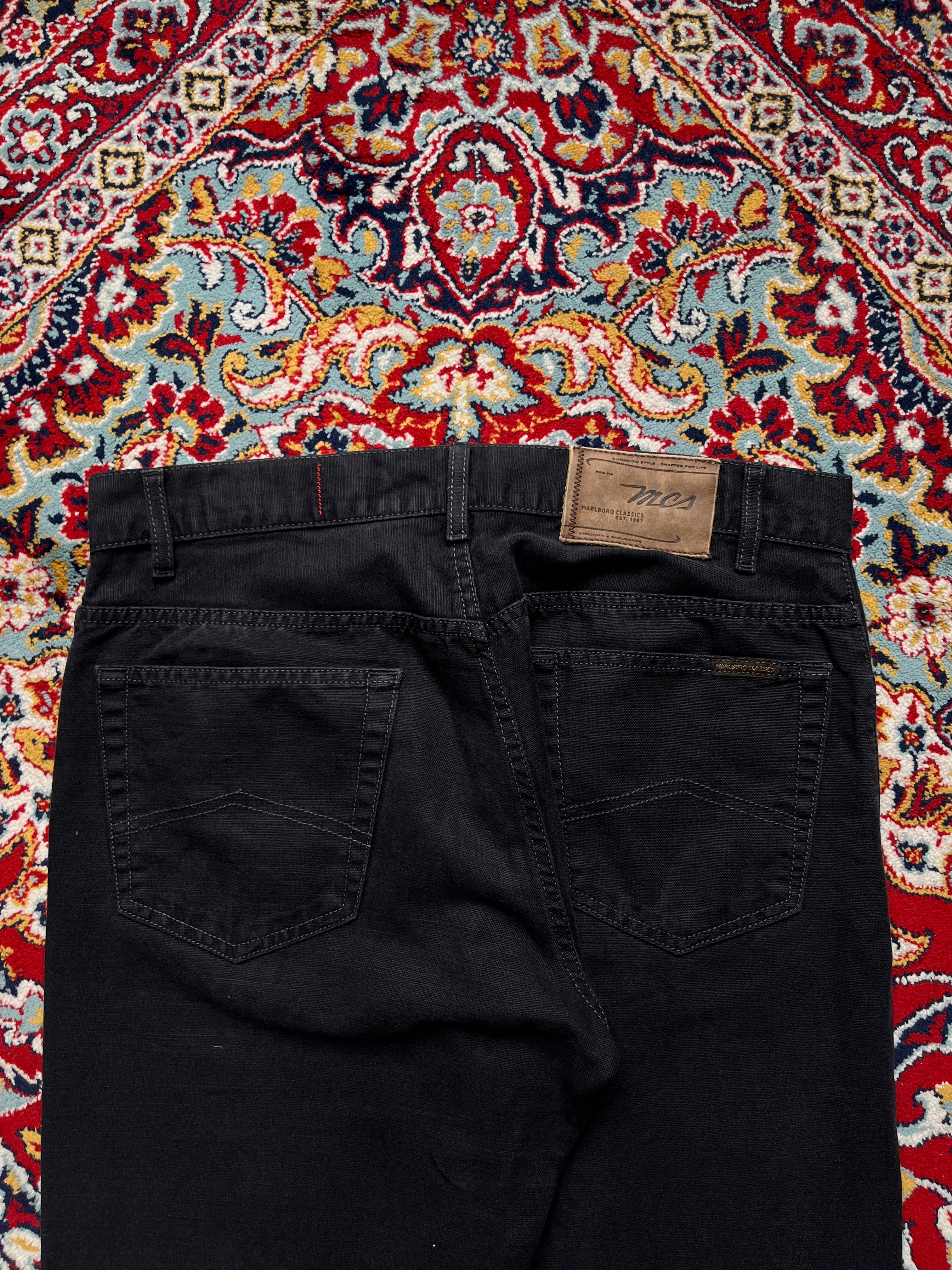 Marlboro Classics Yellowstone Black Cotton Flax Straight FIT JEANS  - 32
