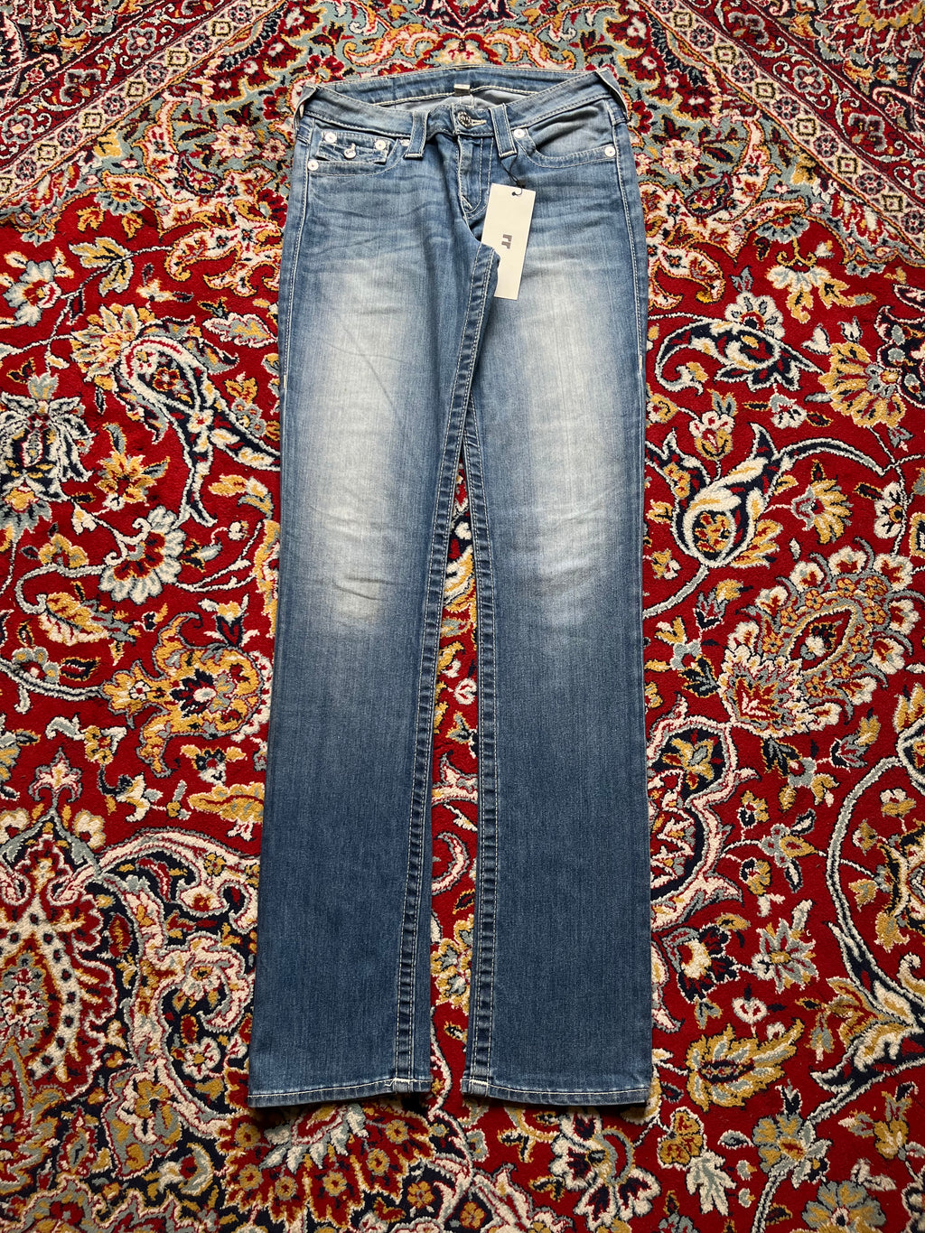True Religion World Tour Slim Straight Blue Washed JEANS - 28