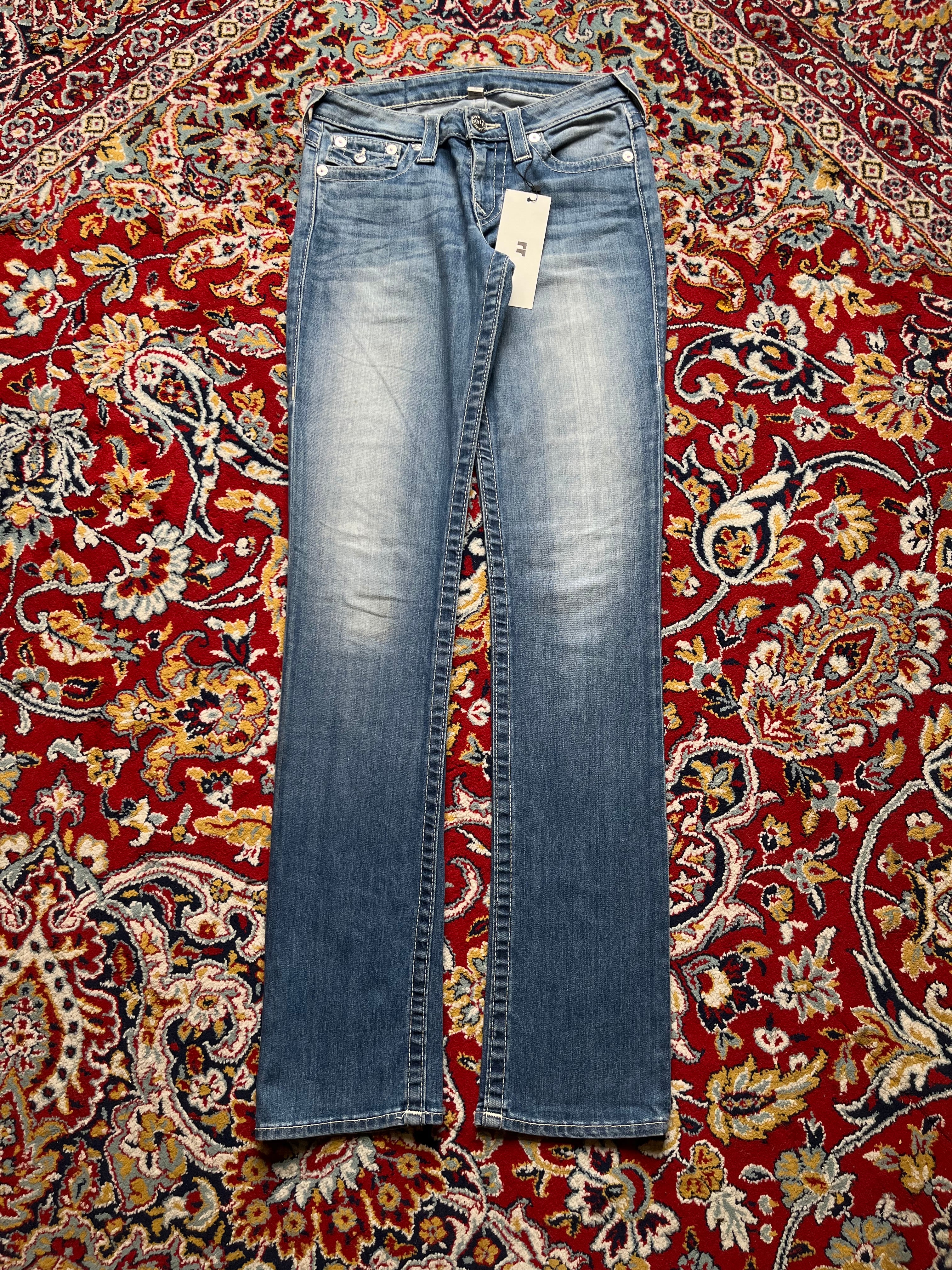True Religion World Tour Slim Straight Blue Washed JEANS - 28