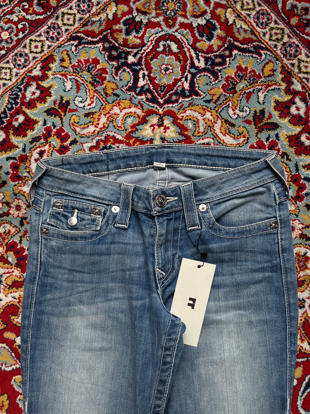 True Religion World Tour Slim Straight Blue Washed JEANS - 28