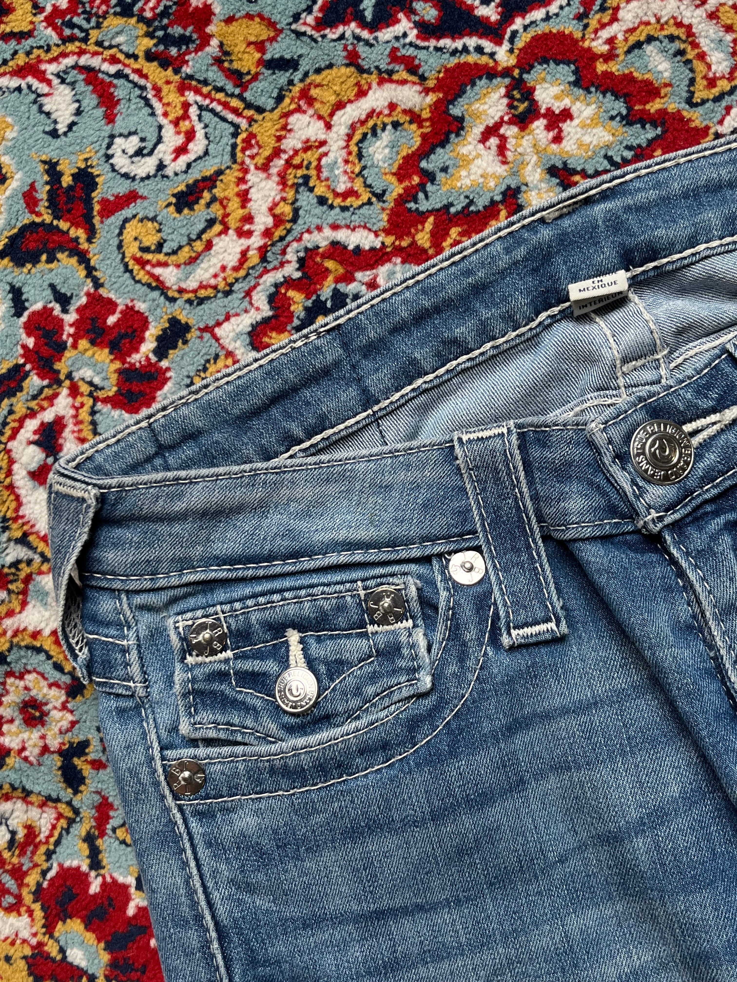 True Religion World Tour Slim Straight Blue Washed JEANS - 28
