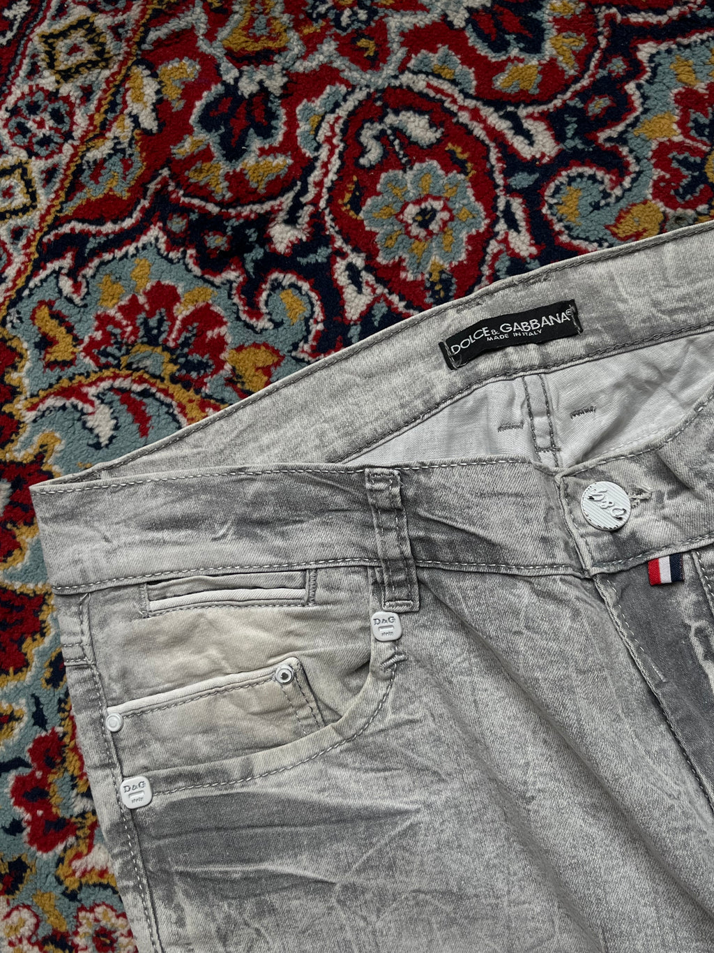 Vintage Dolce & Gabbana Gray Acid Wash Faded Straight FIT JEANS - 34