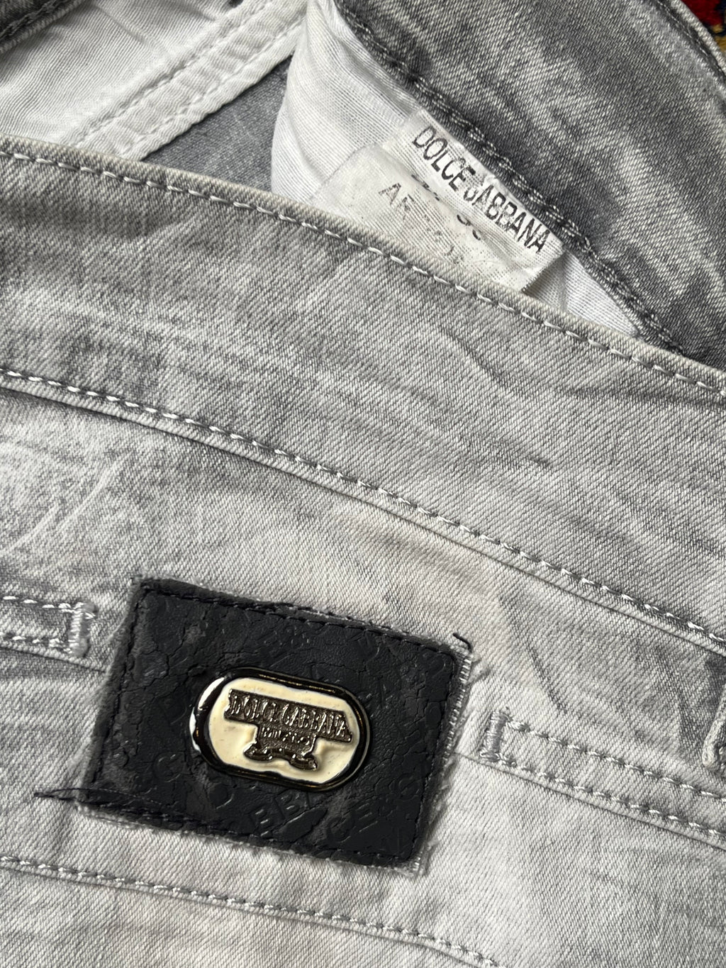 Vintage Dolce & Gabbana Gray Acid Wash Faded Straight FIT JEANS - 34