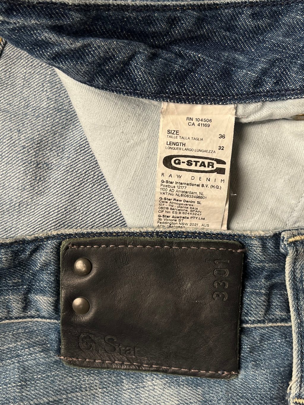 G-Star Raw 3301 Blue Faded Bootcut JEANS - 36