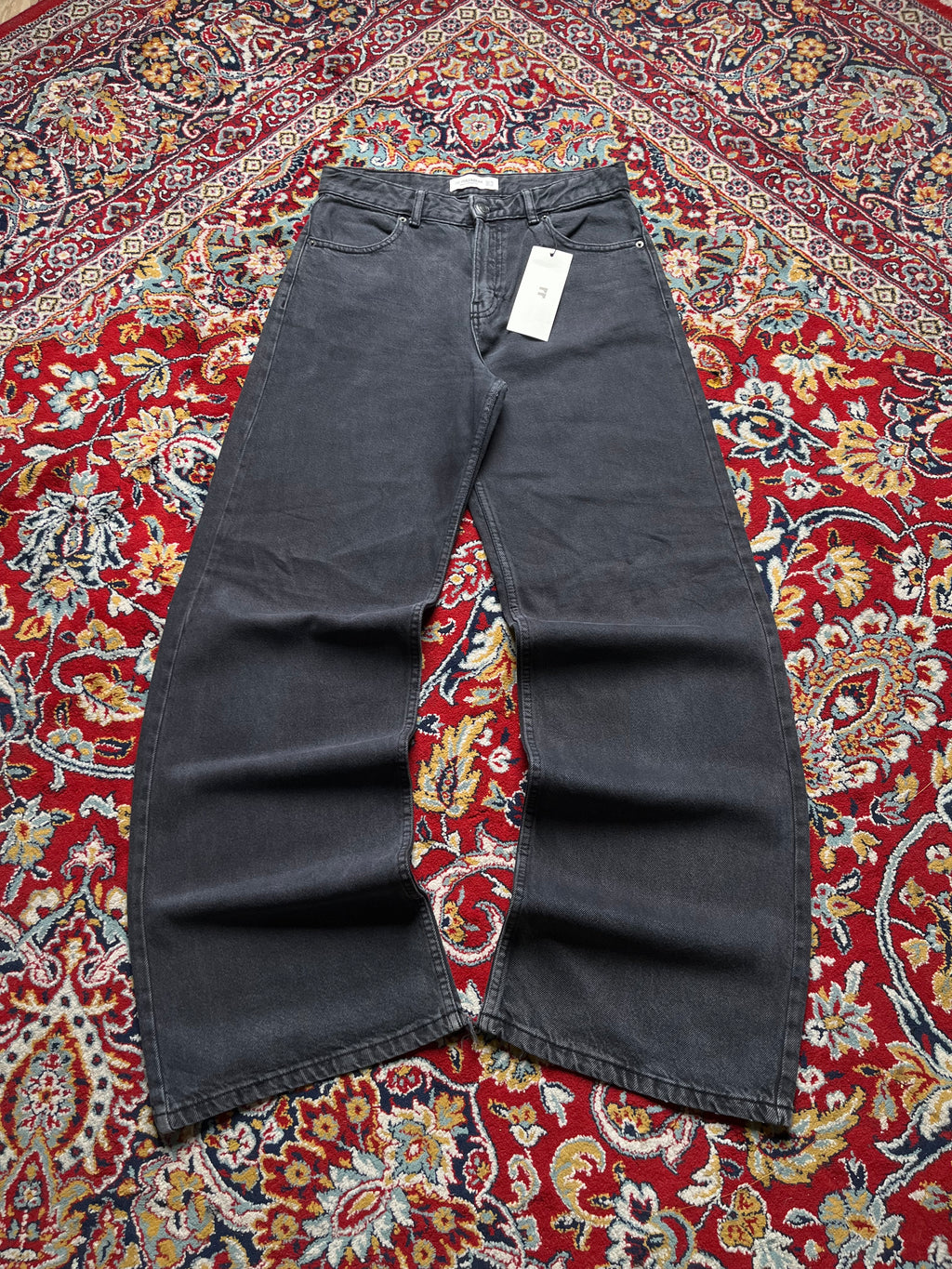 Pull & Bear Wide FIT Baggy High Waisted Faded Black JEANS - 30