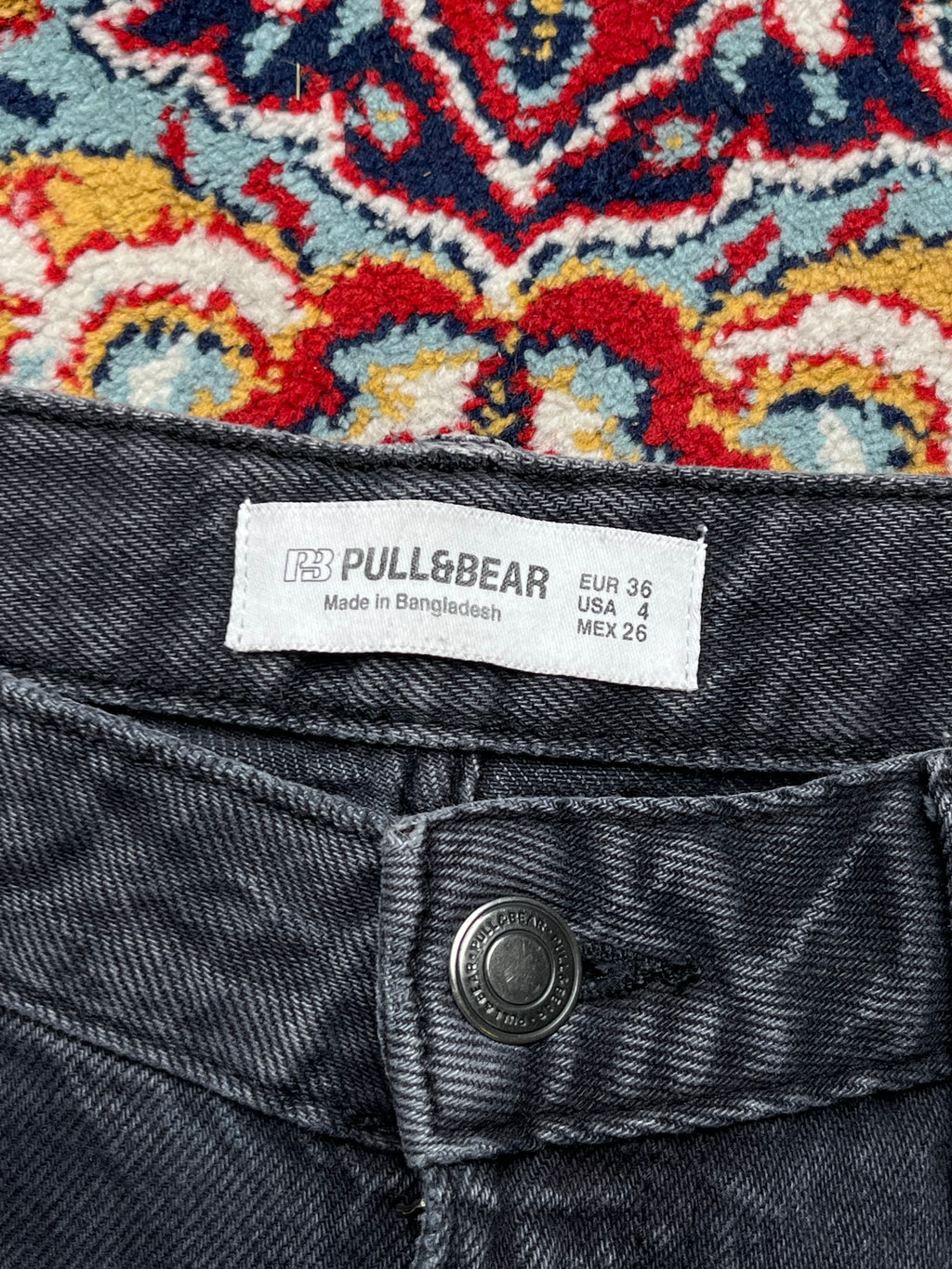 Pull & Bear Wide FIT Baggy High Waisted Faded Black JEANS - 30