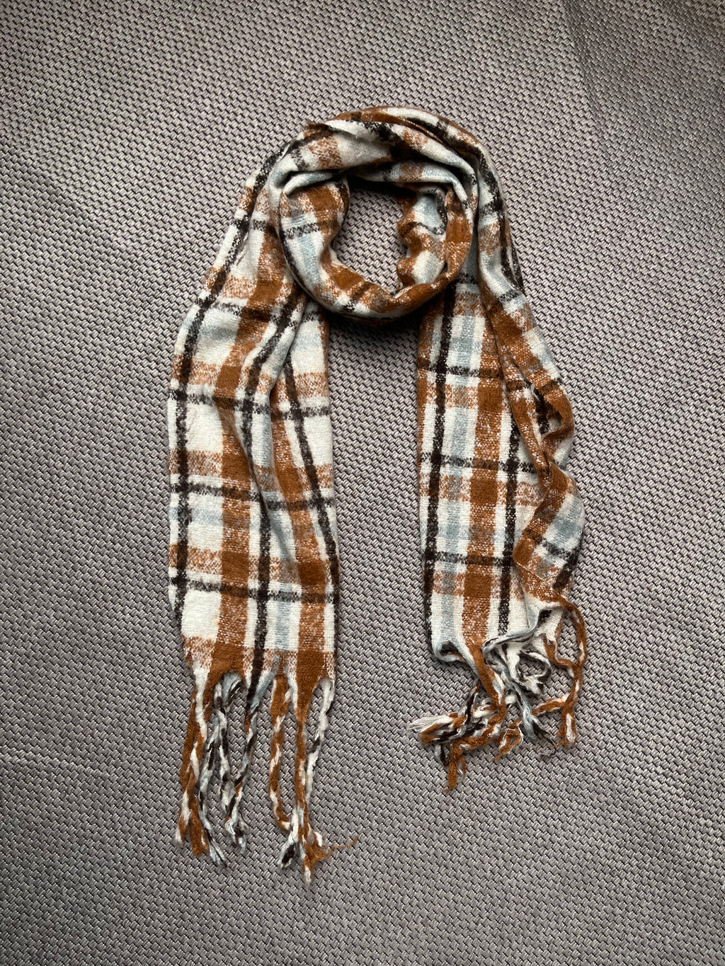A New Day Plaid Boucle Knit Scarf