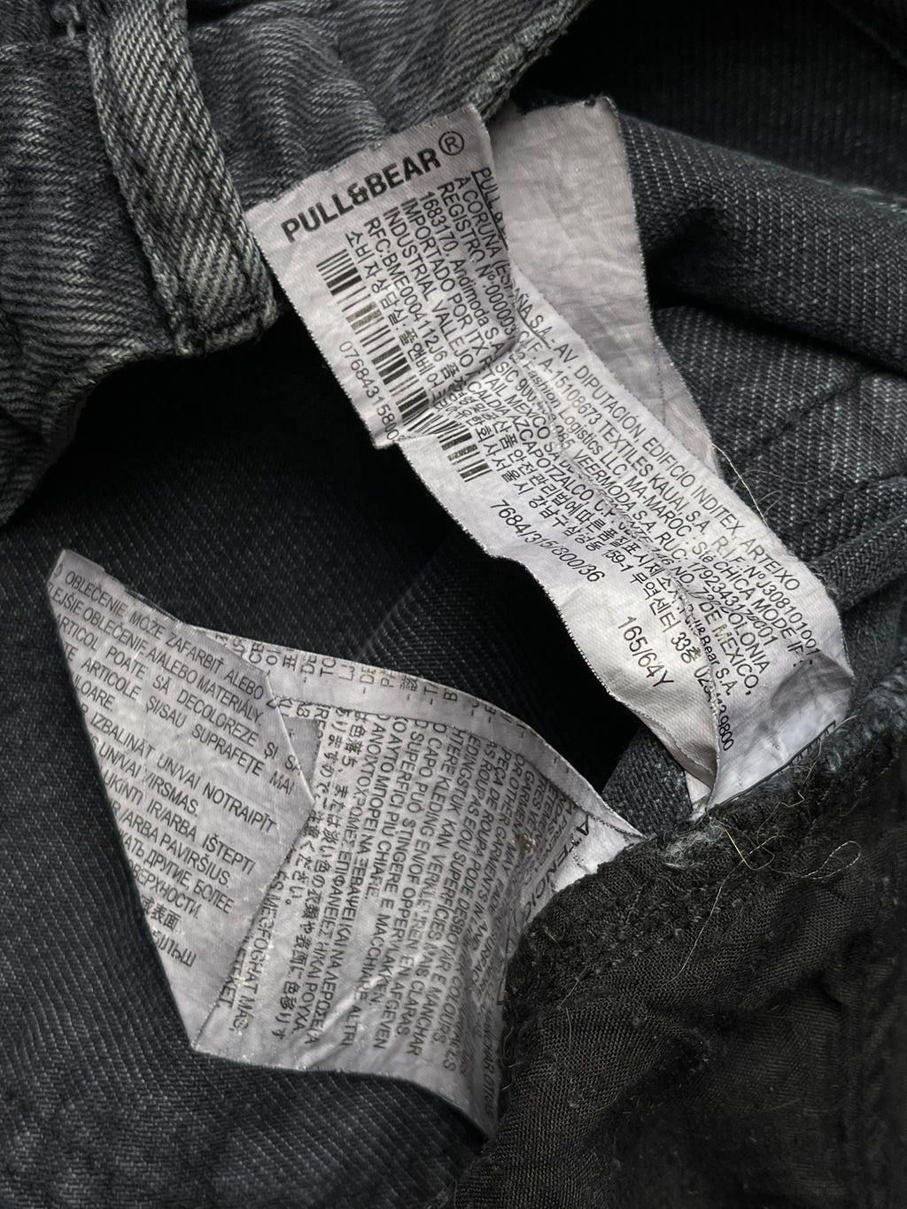 Pull & Bear Wide FIT Baggy High Waisted Faded Black JEANS - 30