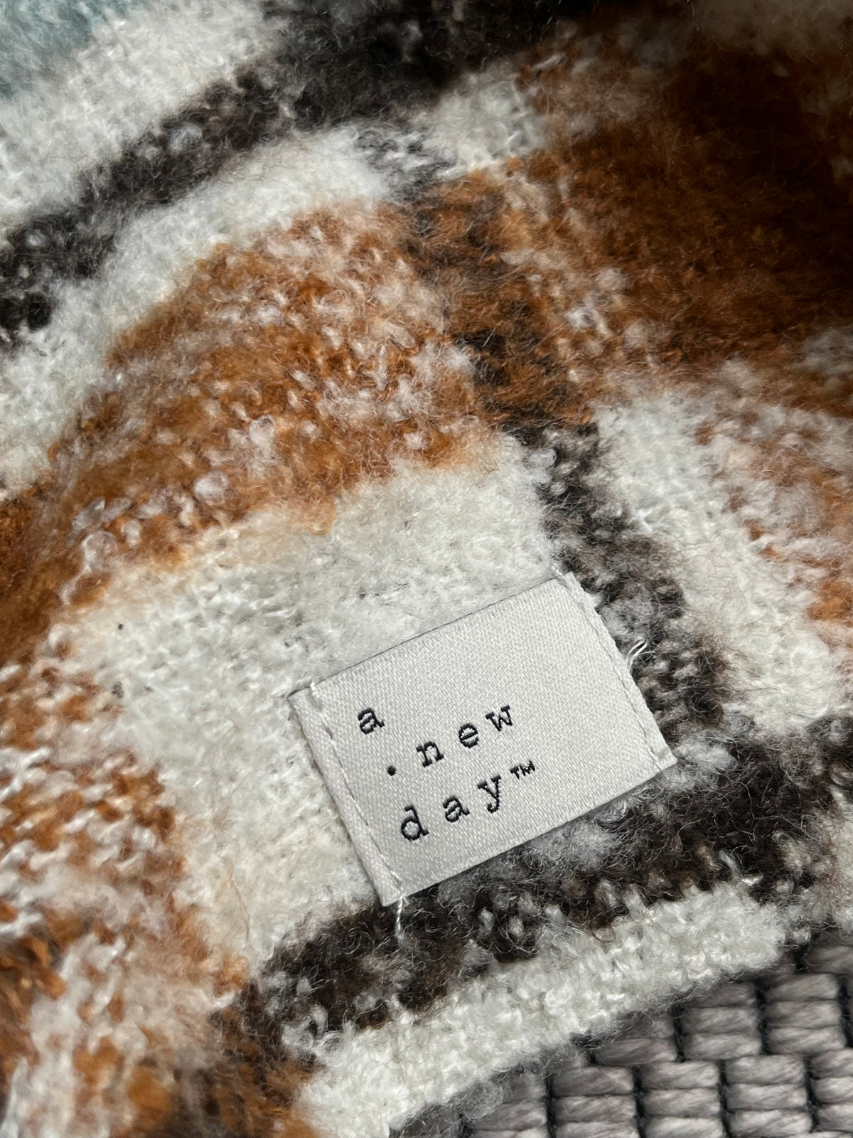A New Day Plaid Boucle Knit Scarf