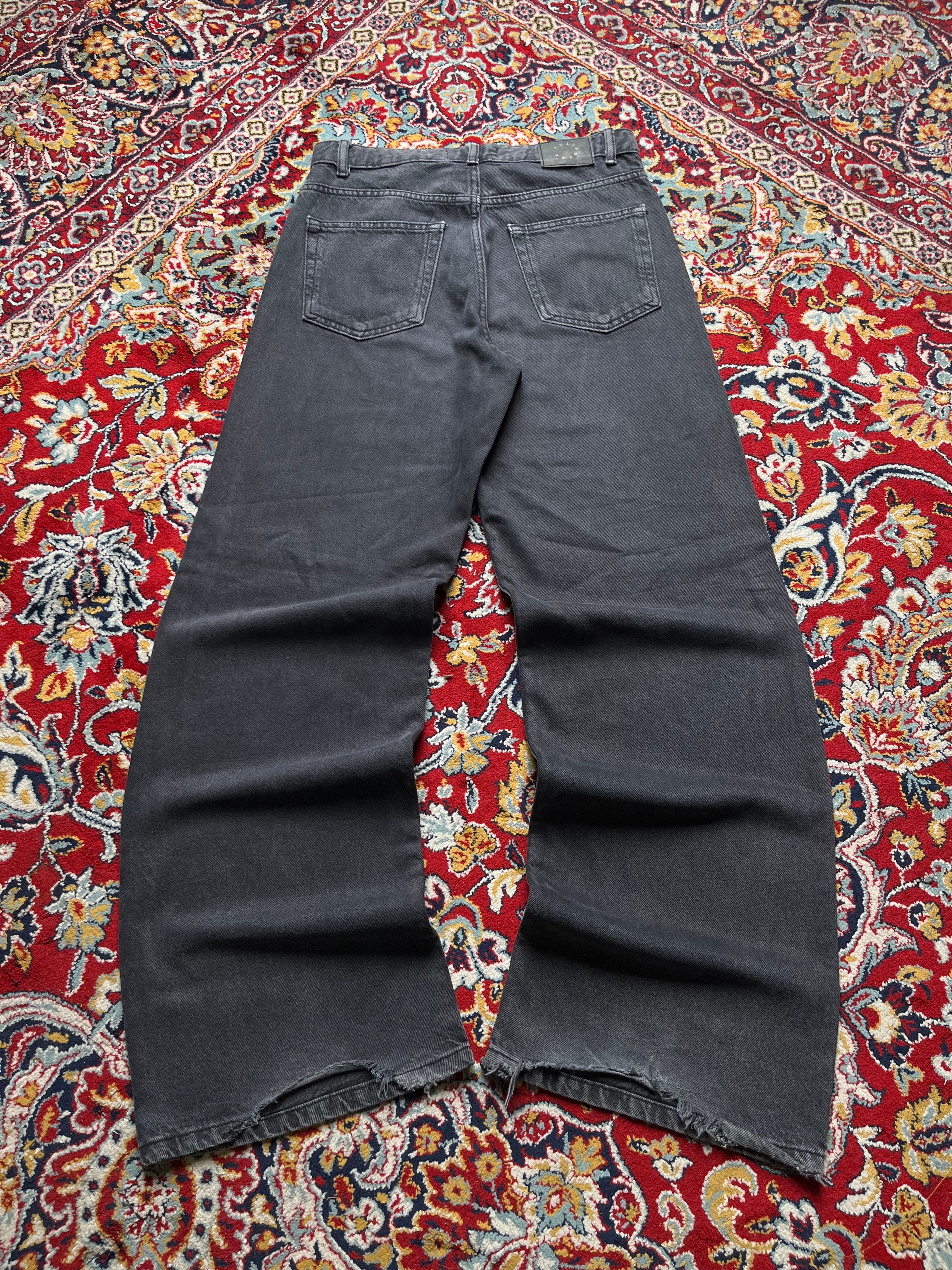 Pull & Bear Wide FIT Baggy High Waisted Faded Black JEANS - 30