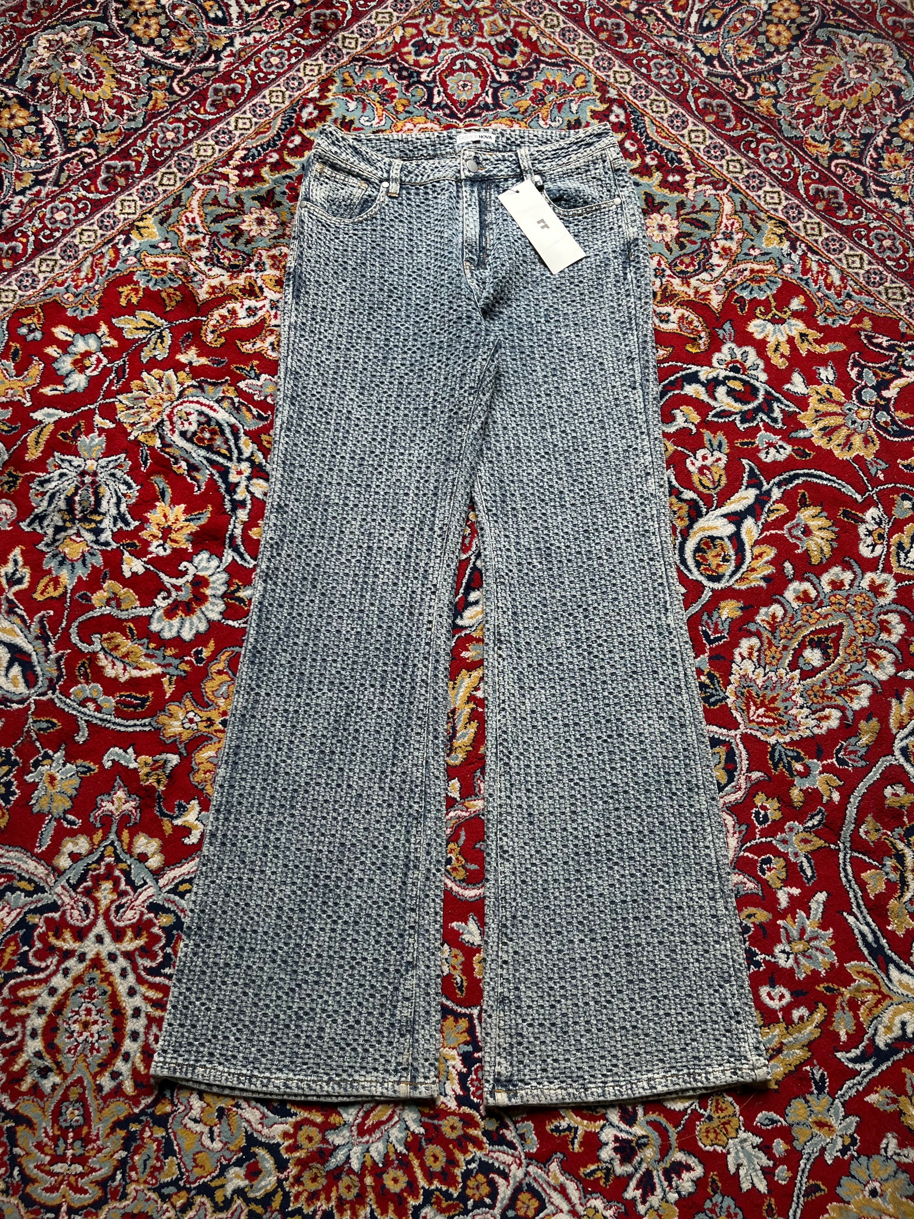 Fashion Nova Textured Basketweave Pattern FlareD JEANS - 30
