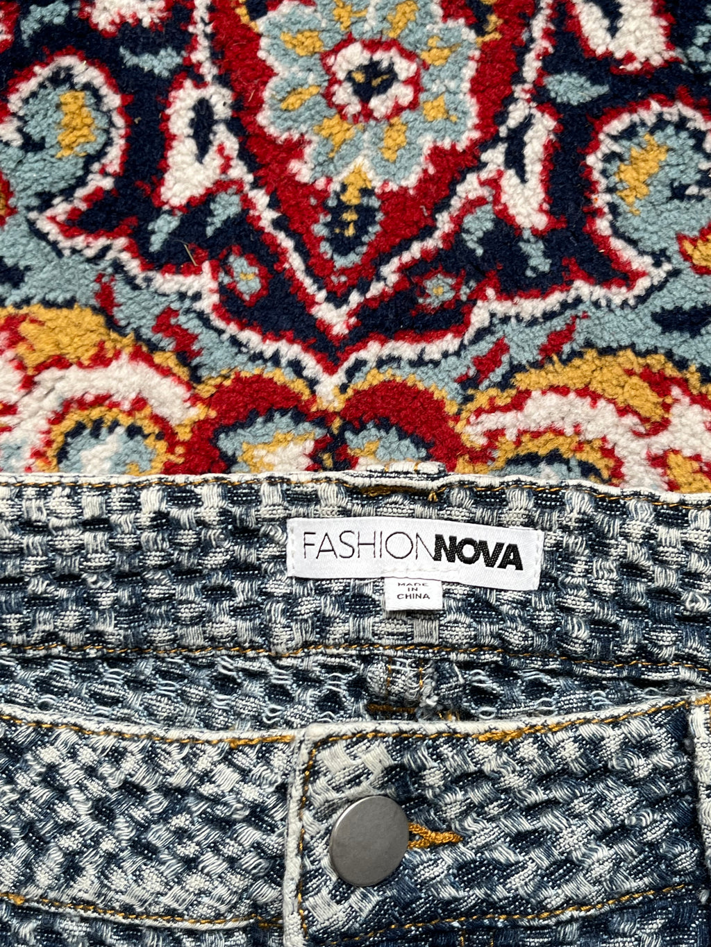 Fashion Nova Textured Basketweave Pattern FlareD JEANS - 30