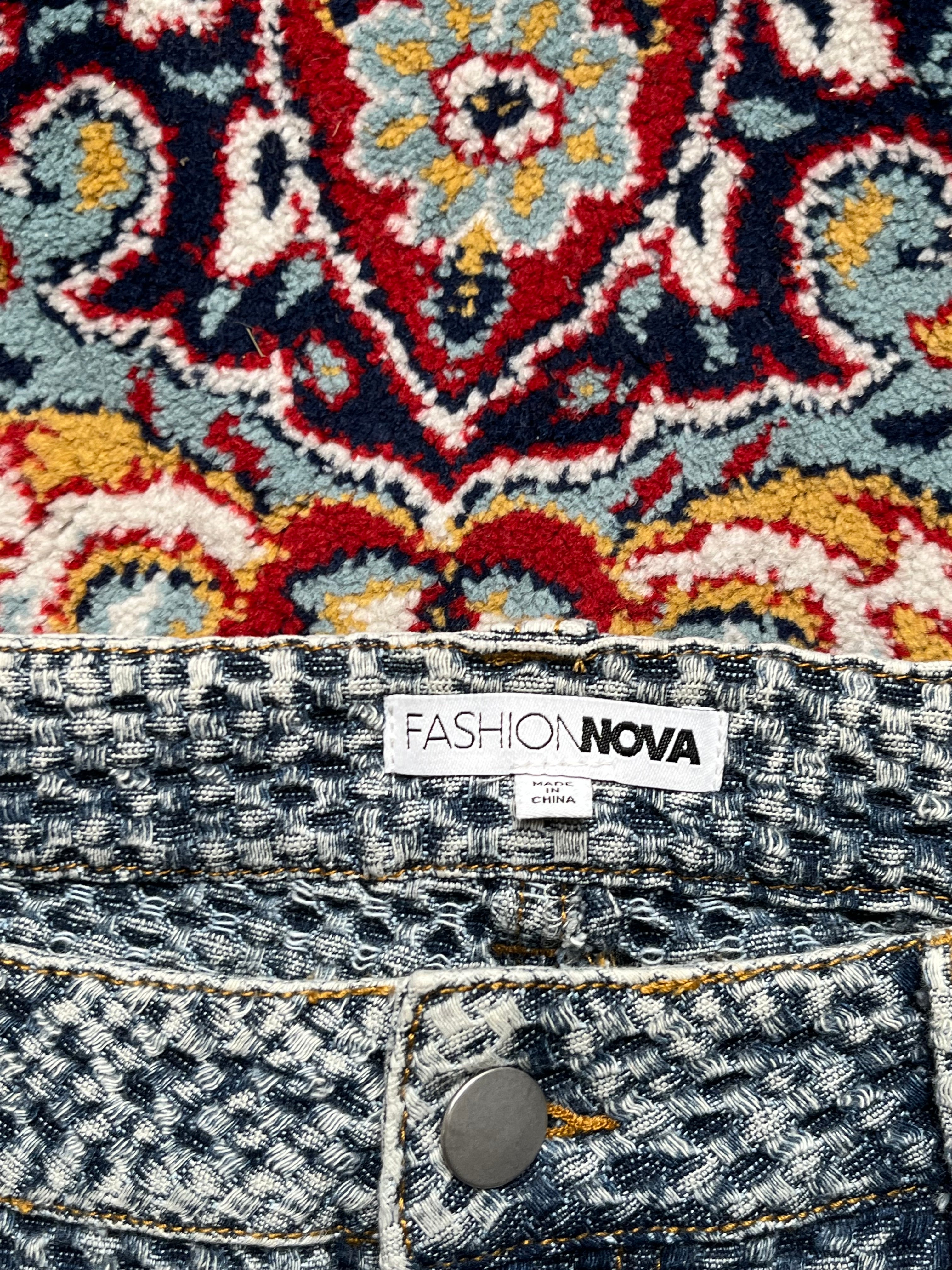 Fashion Nova Textured Basketweave Pattern FlareD JEANS - 30