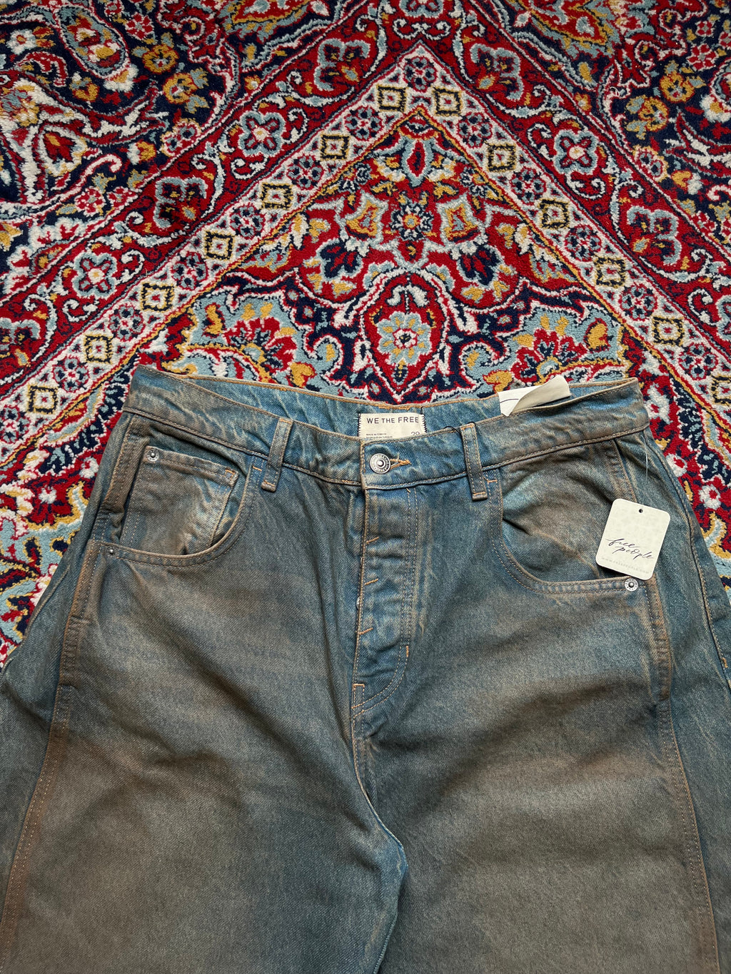 We The Free Mid Rise Horseshoe Barrel Baggy JEANS - 32