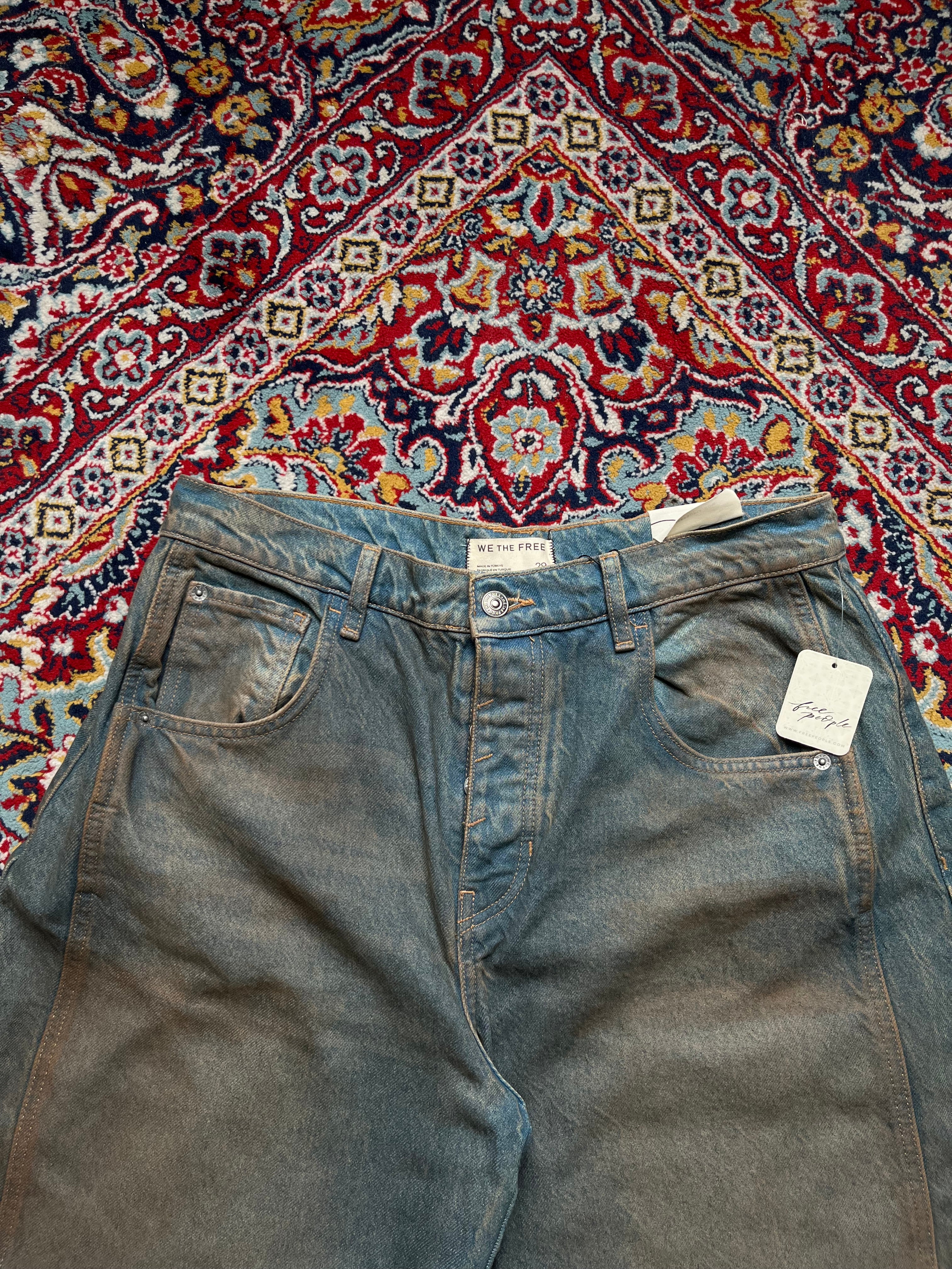 We The Free Mid Rise Horseshoe Barrel Baggy JEANS - 32