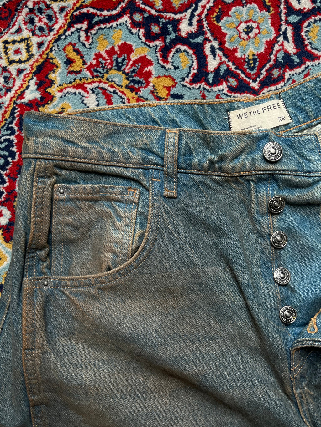 We The Free Mid Rise Horseshoe Barrel Baggy JEANS - 32