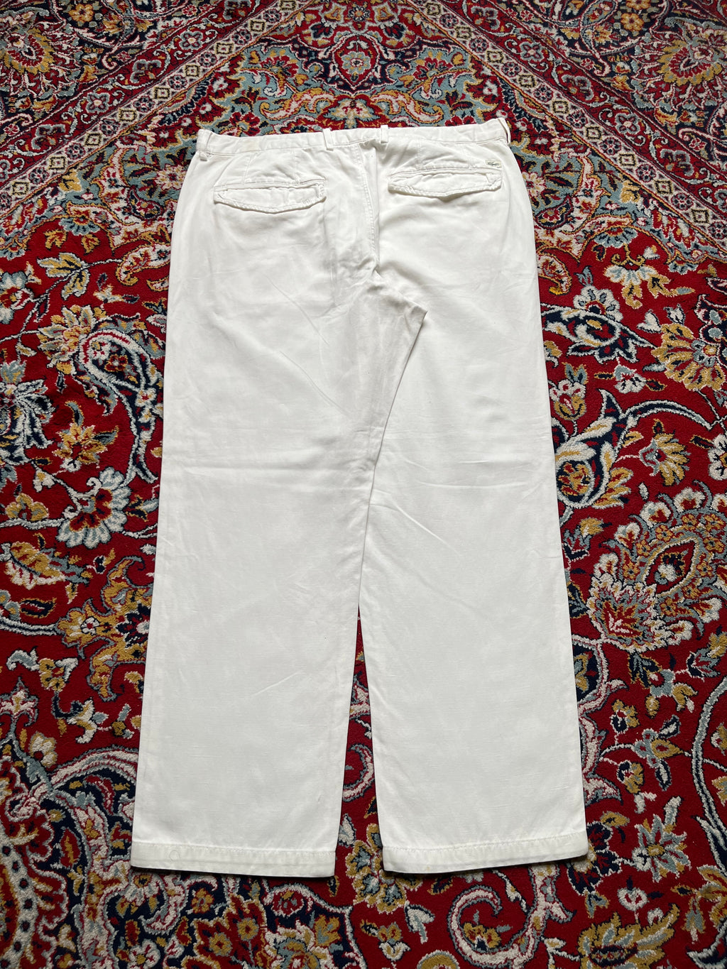 Lacoste White Cotton Linen Blend Straight FIT Chino PANTS - 34
