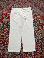 Lacoste White Cotton Linen Blend Straight FIT Chino PANTS - 34