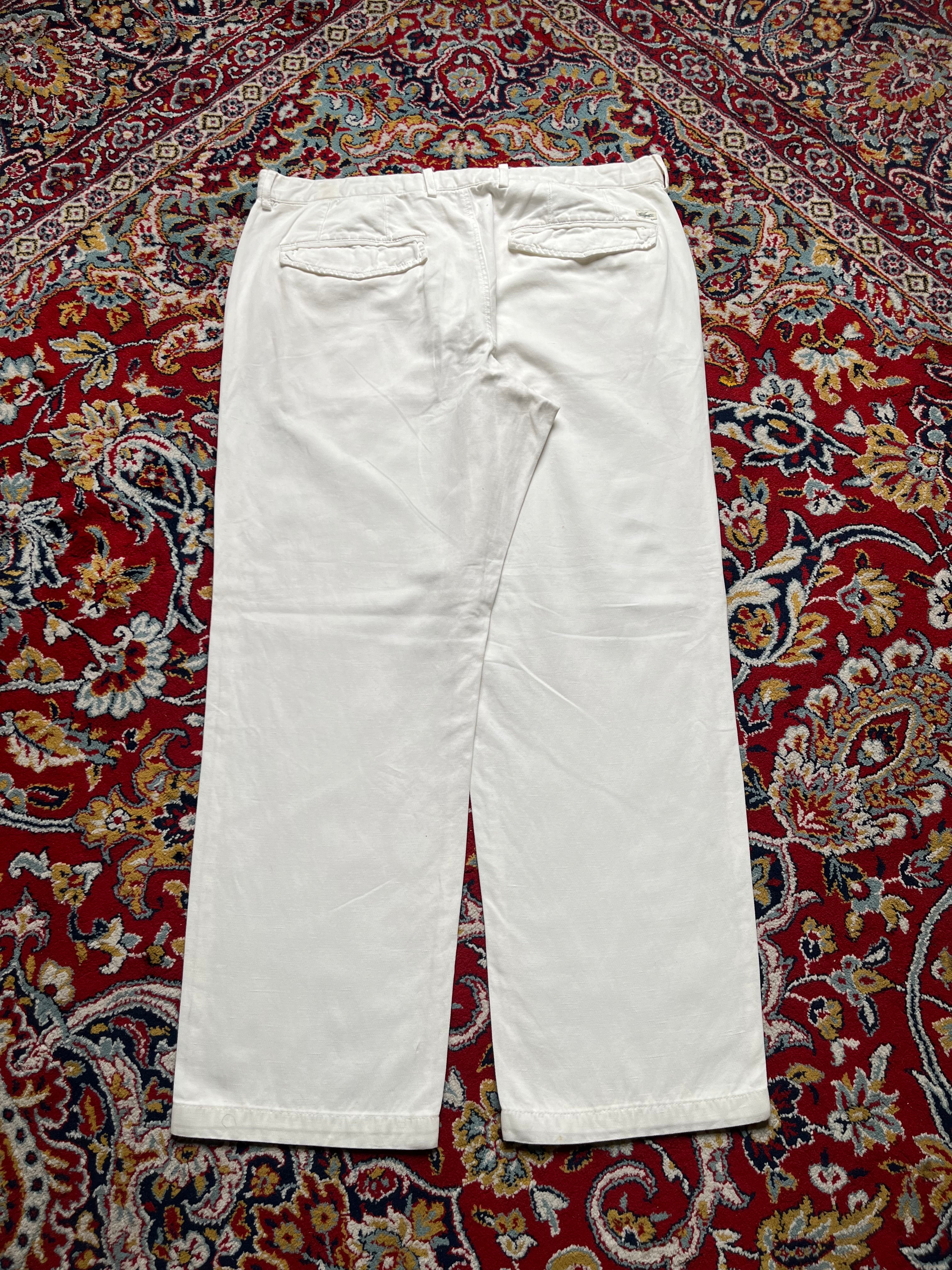 Lacoste White Cotton Linen Blend Straight FIT Chino PANTS - 34