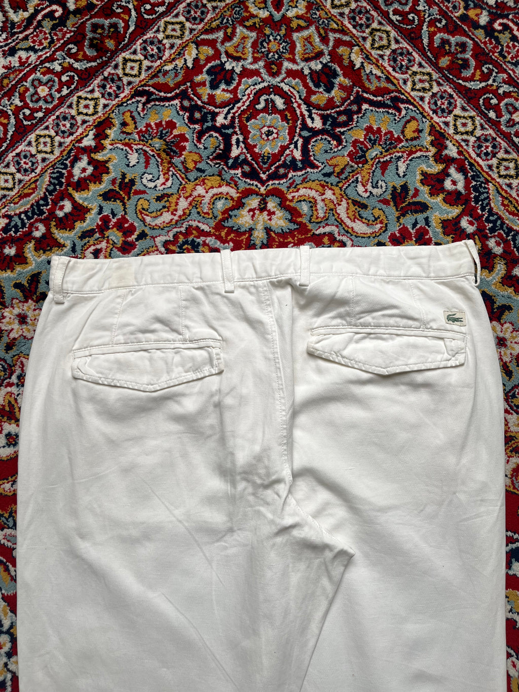 Lacoste White Cotton Linen Blend Straight FIT Chino PANTS - 34