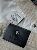 Vintage Versace Jeans Couture Cream Striped Straight FIT Cotton Jeans - 32