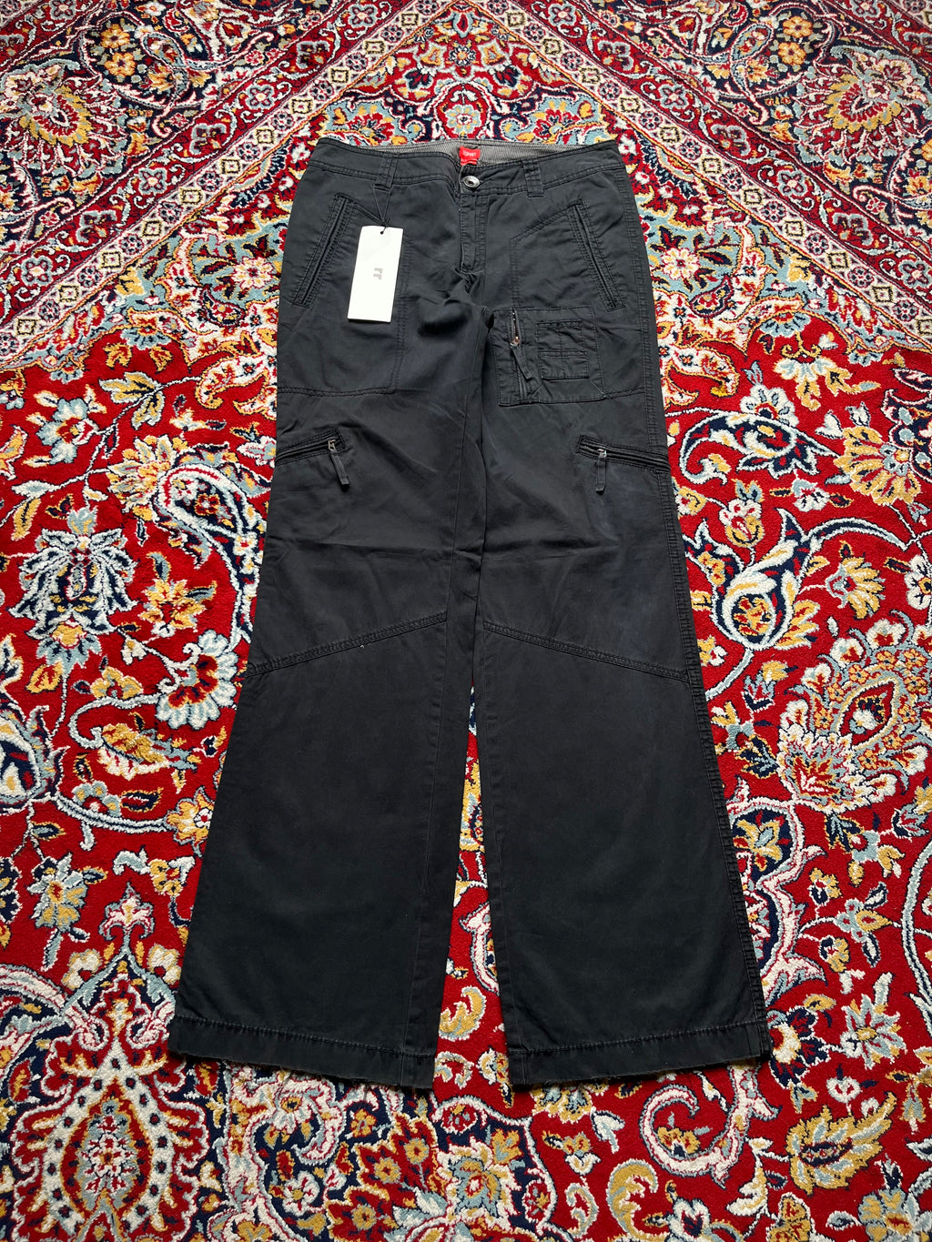Vintage Esprit Black Multi Pocket Utility Wide FIT Cargo Pants - 28