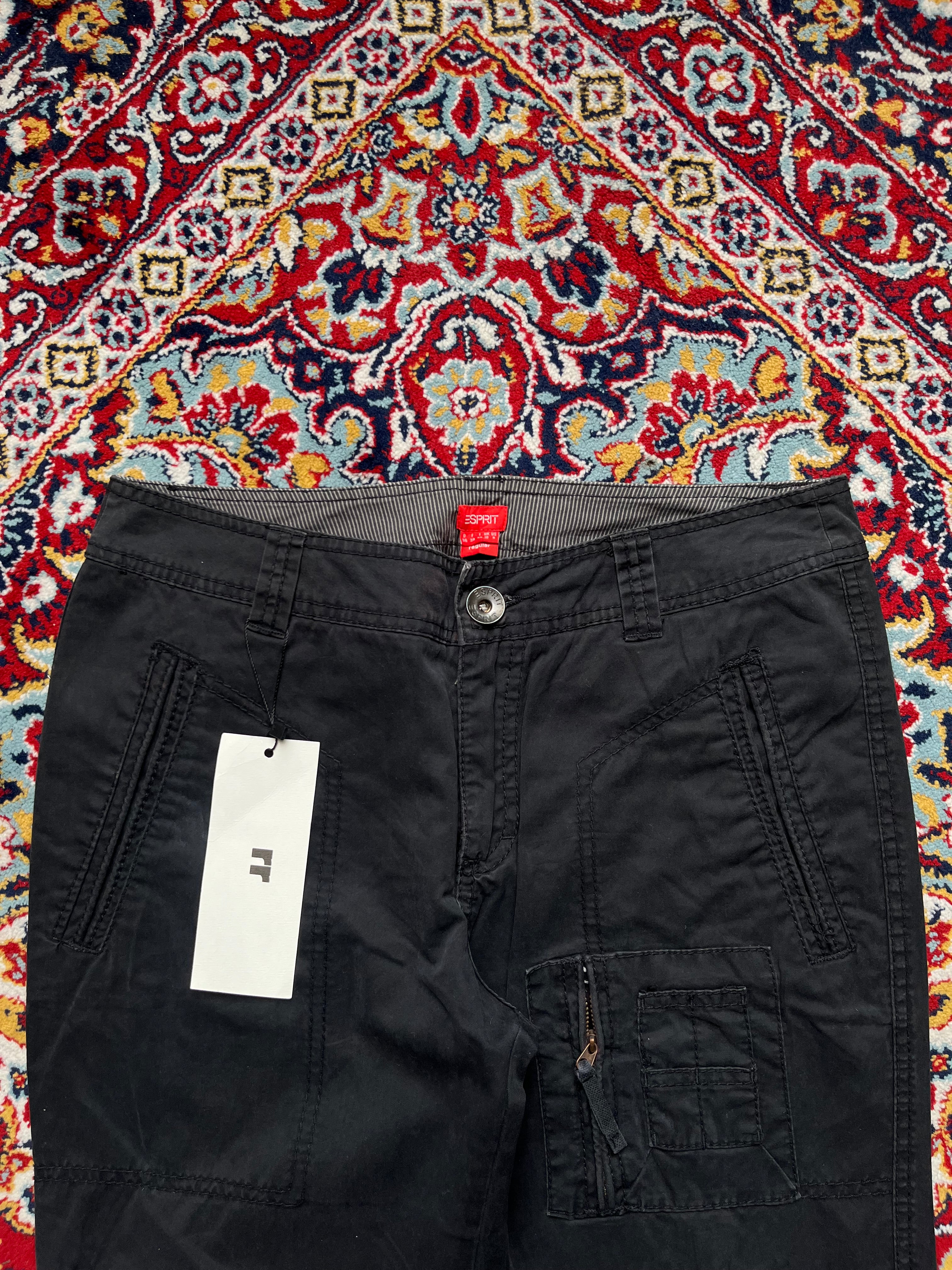Vintage Esprit Black Multi Pocket Utility Wide FIT Cargo Pants - 28