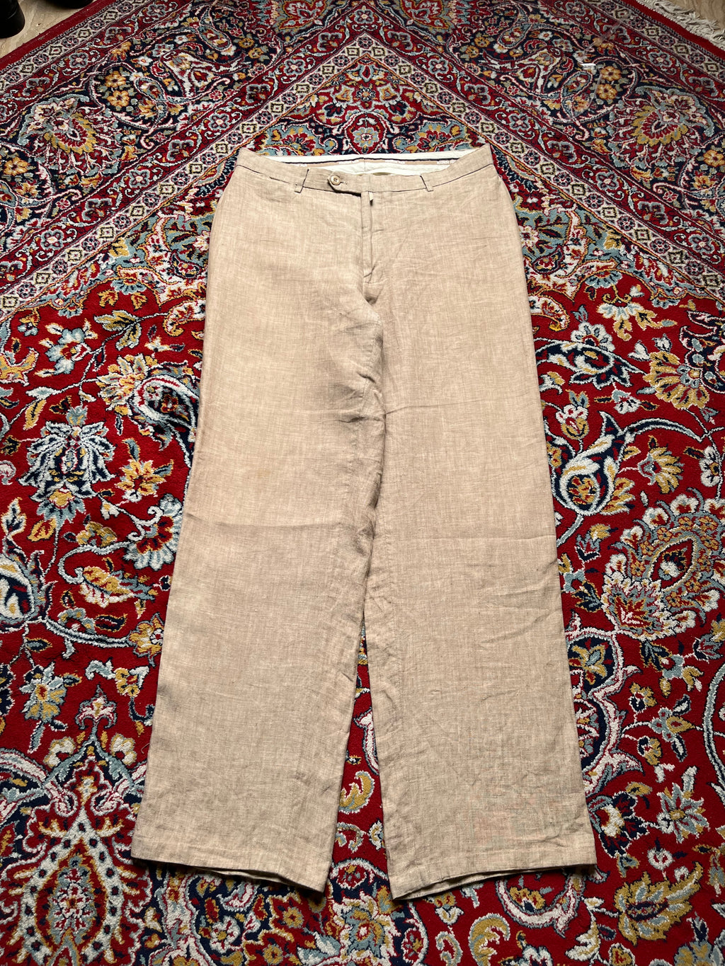 Magnum Man Beige Tan Flat Front Straight FIT Linen PANTS - 34