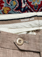 Magnum Man Beige Tan Flat Front Straight FIT Linen PANTS - 34