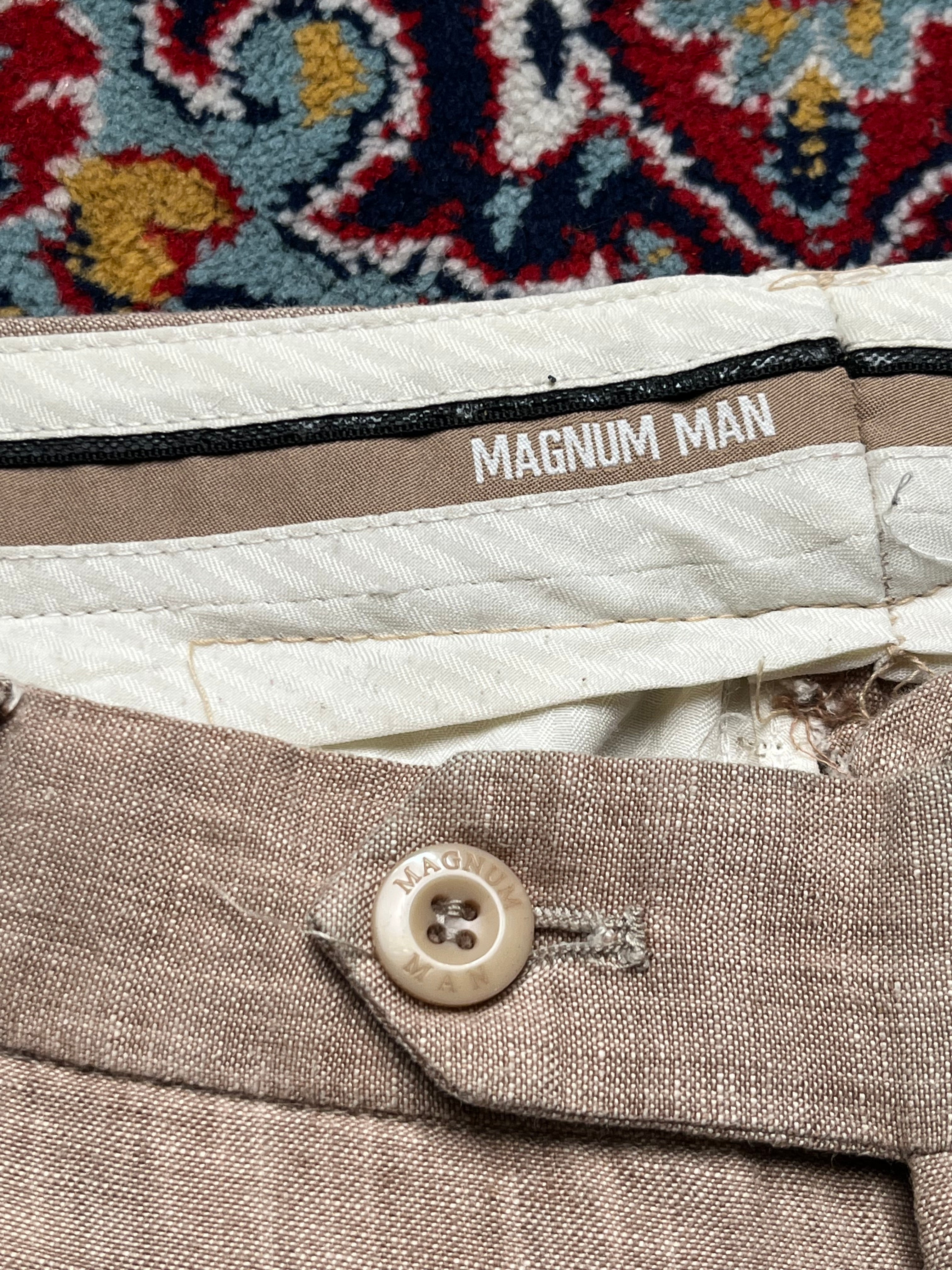 Magnum Man Beige Tan Flat Front Straight FIT Linen PANTS - 34